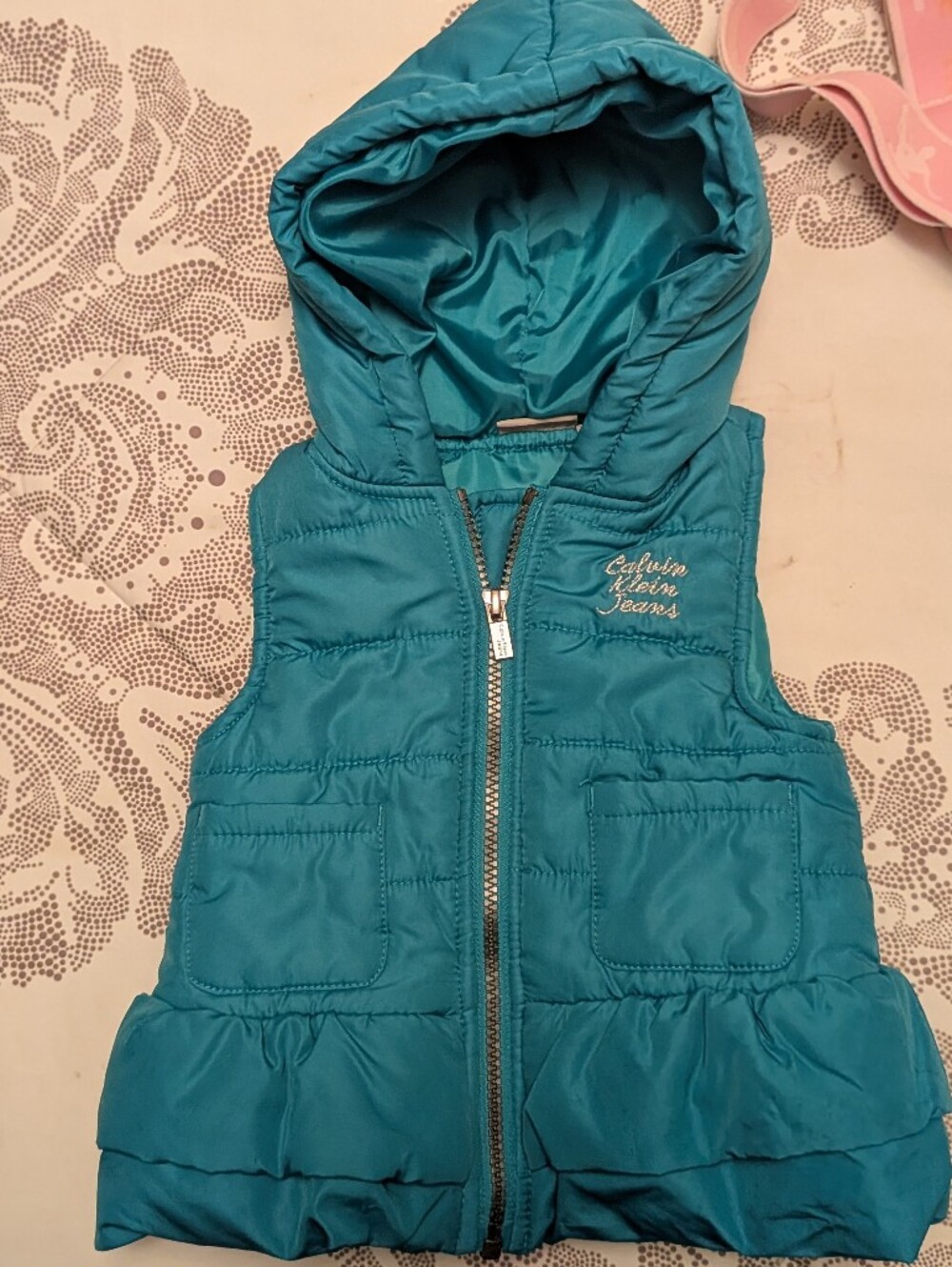 Calvin Klein Jeans Girls' Teal Hooded Puffer Vest